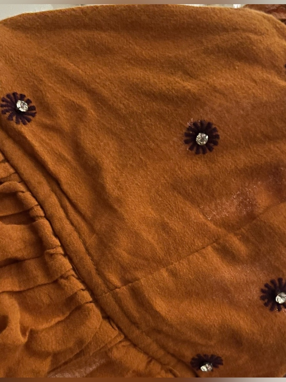 Free People Rust Orange Embroidered Tie-Shoulder Ruffle Crop Top - Picture 8 of 8